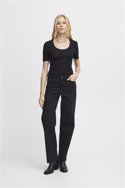 ICHI Ihtwiggy Straight Long Kvinde Black Straight Jeans Loose Fit Str 28/32 - hos Magasin