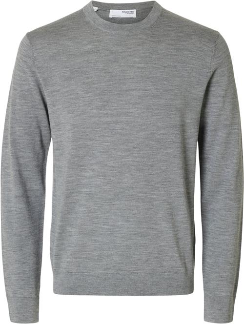 Se Selected Homme Slhtray LS Knit Merino Crew Neck NO Mand Grå Sweaters Regular Fit Str XXL Merino - hos Magasin ved Magasin