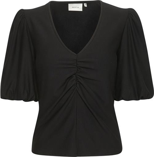 Gestuz Rifagz ss Balloon Blouse Kvinde Black Kortærmede Bluser Str XS - hos Magasin