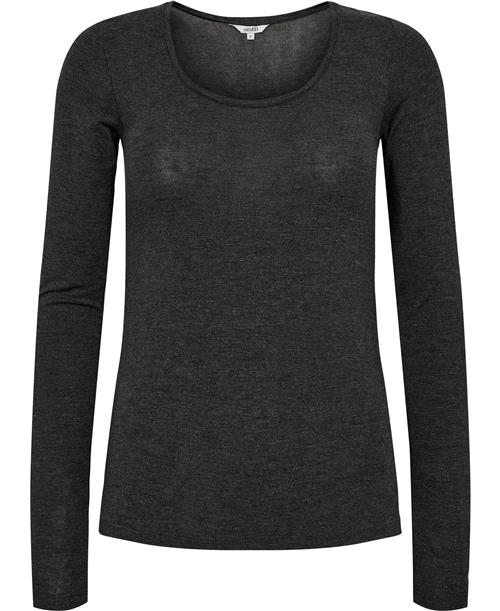 mbyM Anna top Kvinde 671 Dark Grey Mel Langærmede T-shirts Str L - Elastan hos Magasin