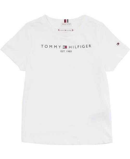 Tommy Hilfiger Essential TEE S/S Str 14 år / 164 cm - White Kortærmede T-shirts Bomuld hos Magasin