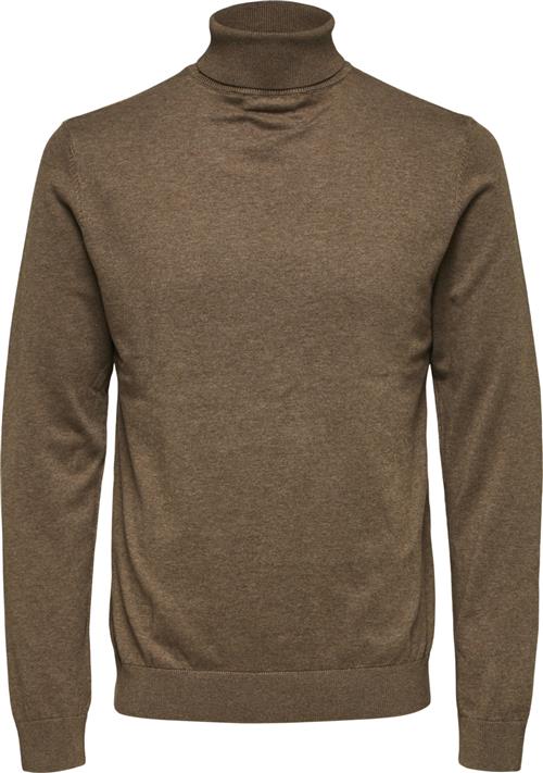 Se Selected Homme Slhberg Roll Neck B Noos Mand Teak/melange Turtlenecks Str L - hos Magasin ved Magasin