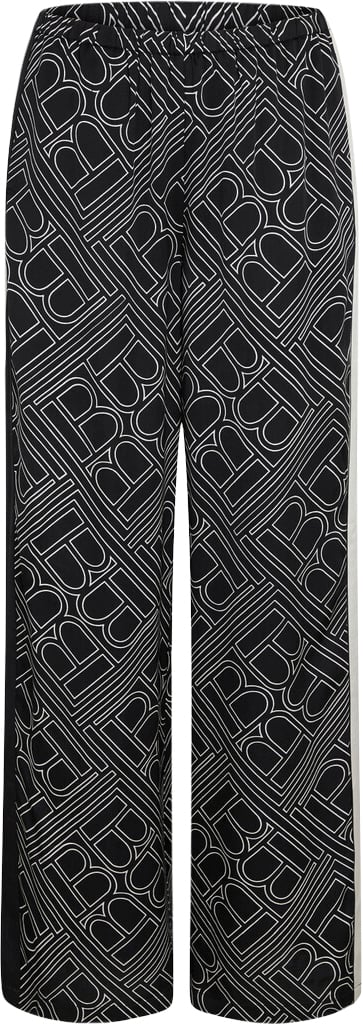 Bruuns Bazaar Floretbbrina Pants Kvinde Dark Logo Print Bukser Med Lige Ben Str 42 - Viskose hos Magasin