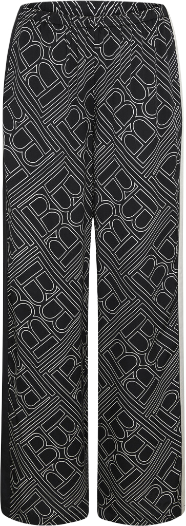 Bruuns Bazaar Floretbbrina Pants Kvinde Dark Logo Print Bukser Med Lige Ben Str 36 - Viskose hos Magasin