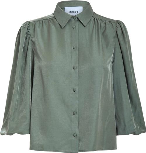 Minus Mssherina 3/4 Sleeve Shirt Kvinde Gothic Olive Kortærmede Skjorter Str 44 - hos Magasin