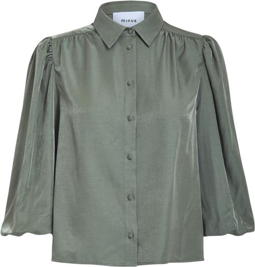 Se Minus Mssherina 3/4 Sleeve Shirt Kvinde Gothic Olive Kortærmede Skjorter Str 34 - hos Magasin ved Magasin