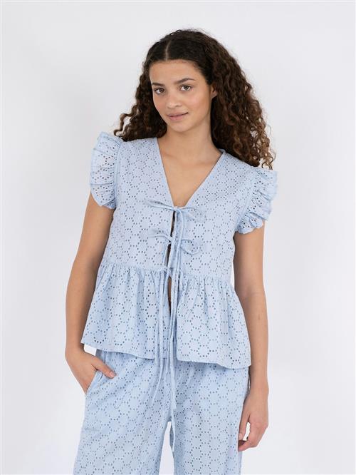 Neo Noir Palasi Broiderie Top Kvinde Light Blue Toppe Str 34 - hos Magasin