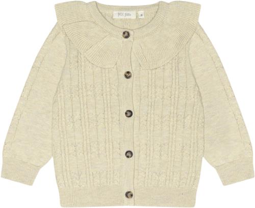 PETIT PIAO Cardigan Knit Cabel Collar Kvinde Dark Off White Cardigans Str 110 cm - Bomuld hos Magasin