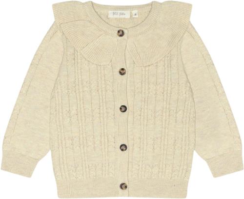 PETIT PIAO Cardigan Knit Cabel Collar Kvinde Dark Off White Cardigans Str 116 cm - Bomuld hos Magasin