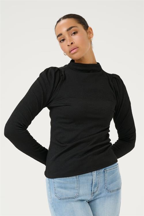 Se Kaffe Karobin Blouse Kvinde Black Deep Langærmede Bluser Str XS - hos Magasin ved Magasin