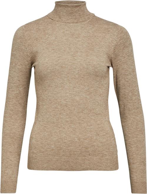 Object Objthess L/S Rollneck Knit Pullover Kvinde Desert Taupe/melange Toppe Str S - hos Magasin