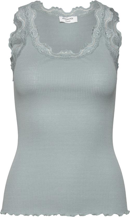 Rosemunde Silk top w/ Lace Kvinde Blå Toppe Str S - hos Magasin