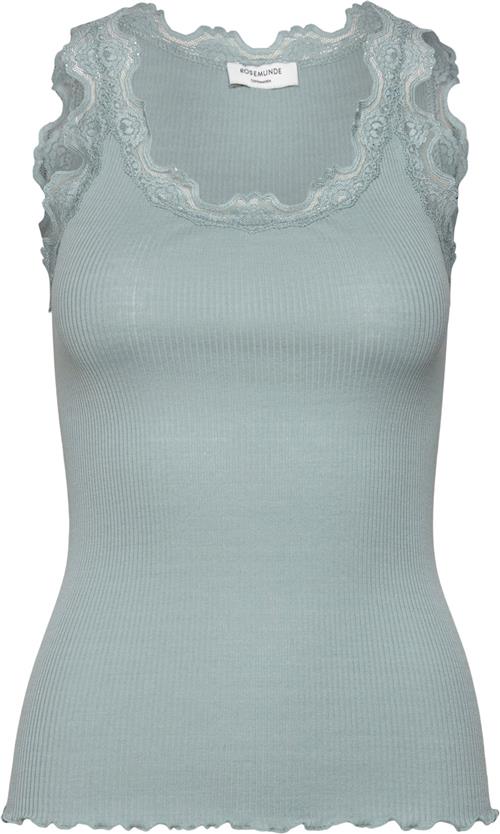 Rosemunde Silk top w/ Lace Kvinde Blå Toppe Str XXL - hos Magasin