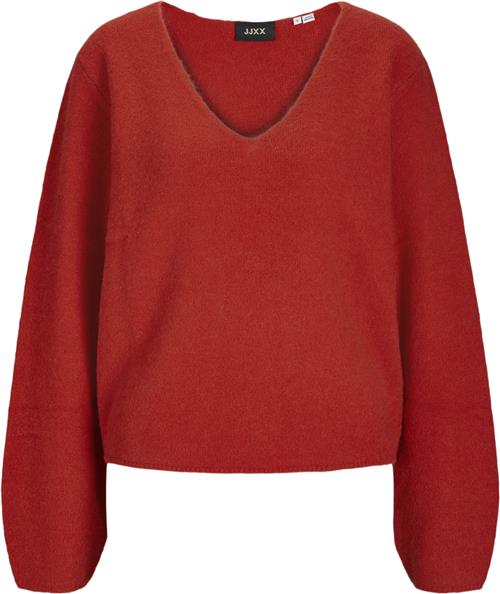 JJXX Jxevi Vneck Knit SN Kvinde Fiery Red Toppe Loose Fit Str XS - hos Magasin