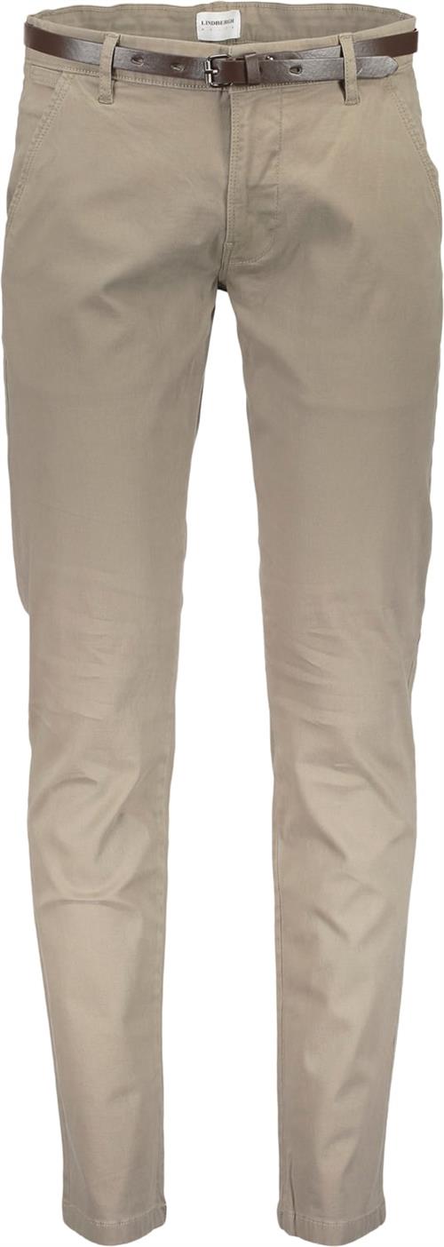 Lindbergh Chino m. Bælte & Stretch Mand Sand Chinos Str 31/34 - hos Magasin