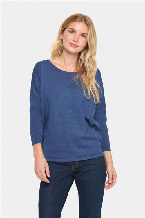 Saint Tropez A2561, Milasz Rneck Pullover Kvinde Titan Melange Sweaters Casual Fit Str S - hos Magasin