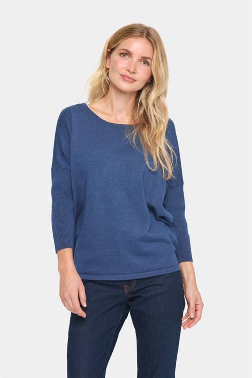 Saint Tropez A2561, Milasz Rneck Pullover Kvinde Titan Melange Sweaters Casual Fit Str M - hos Magasin