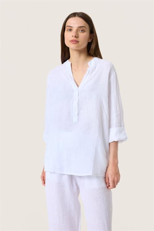 Soaked in Luxury Slauran Shirt 100 Linen Kvinde Whisper White Hørskjorter Regular Fit Str L/XL - hos Magasin