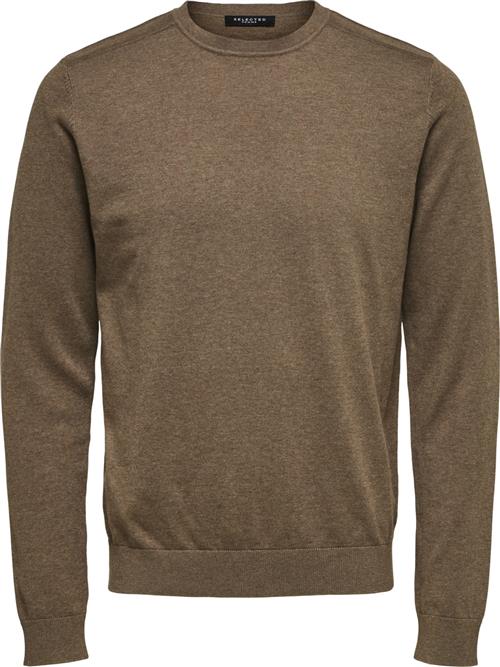 Selected Homme Slhberg Crew Neck B Noos Mand Teak/melange Sweaters Str S - hos Magasin