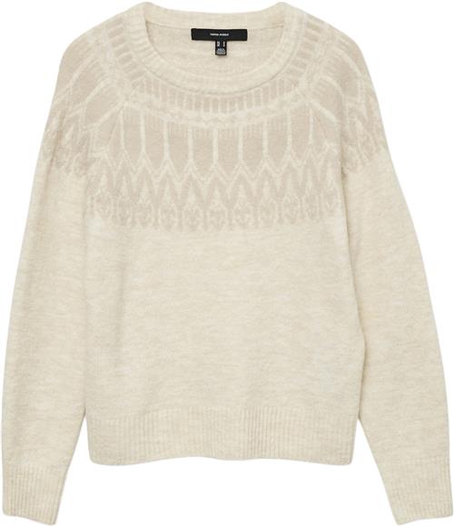 Vero Moda Vmsimone LS Nordic Pullover GA REP Kvinde Birch/w. Silver Lining Sweaters Str L - hos Magasin