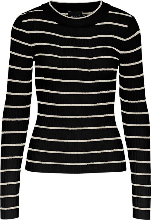 Pieces Pccrista LS Oneck Knit Noos BC Kvinde Black/birch Narrow Sweaters Str S - hos Magasin