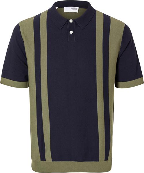 Selected Homme Slhmattis SS Knit Colorblock Polo Mand Sky Captain/kalamata Kortærmede Poloer Str L - hos Magasin