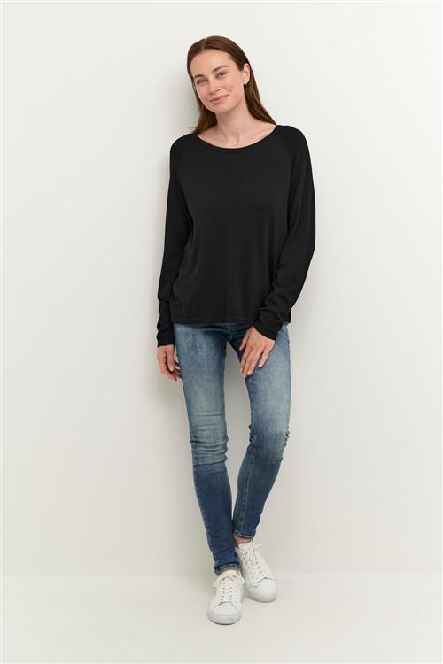 Culture Cuannemarie Solid Jumper Kvinde Black Langærmede Bluser Str XS - hos Magasin