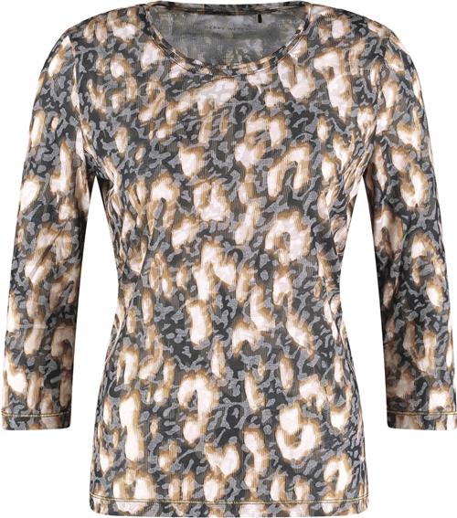 Se Gerry Weber Tshirt 3/4 Sleeve Kvinde Black/camel Leopard Print Kortærmede T-shirts Str 44 - hos Magasin ved Magasin