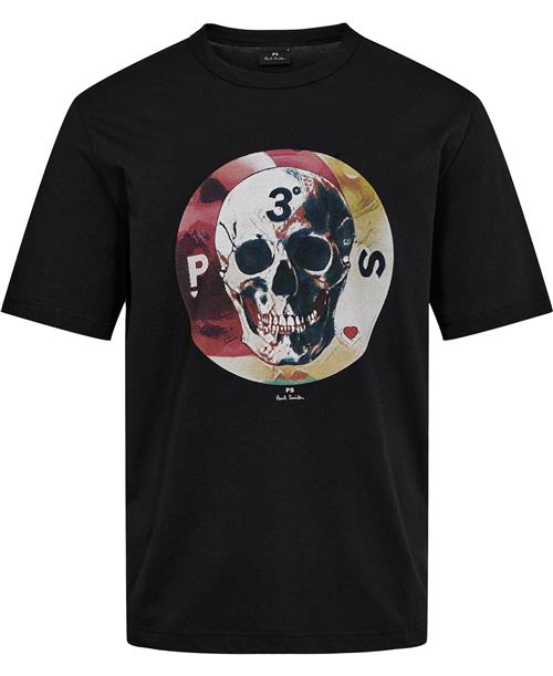 PS Paul Smith Mens SS Tshirt Skull Mand Sort Kortærmede T-shirts Str XL - Bomuld hos Magasin