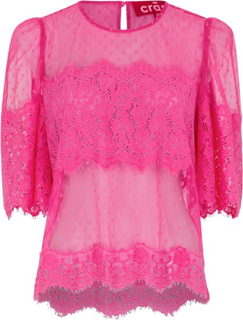 Cras Jordancras Blouse Kvinde Carmine Rose Kortærmede Bluser Str 42 - hos Magasin