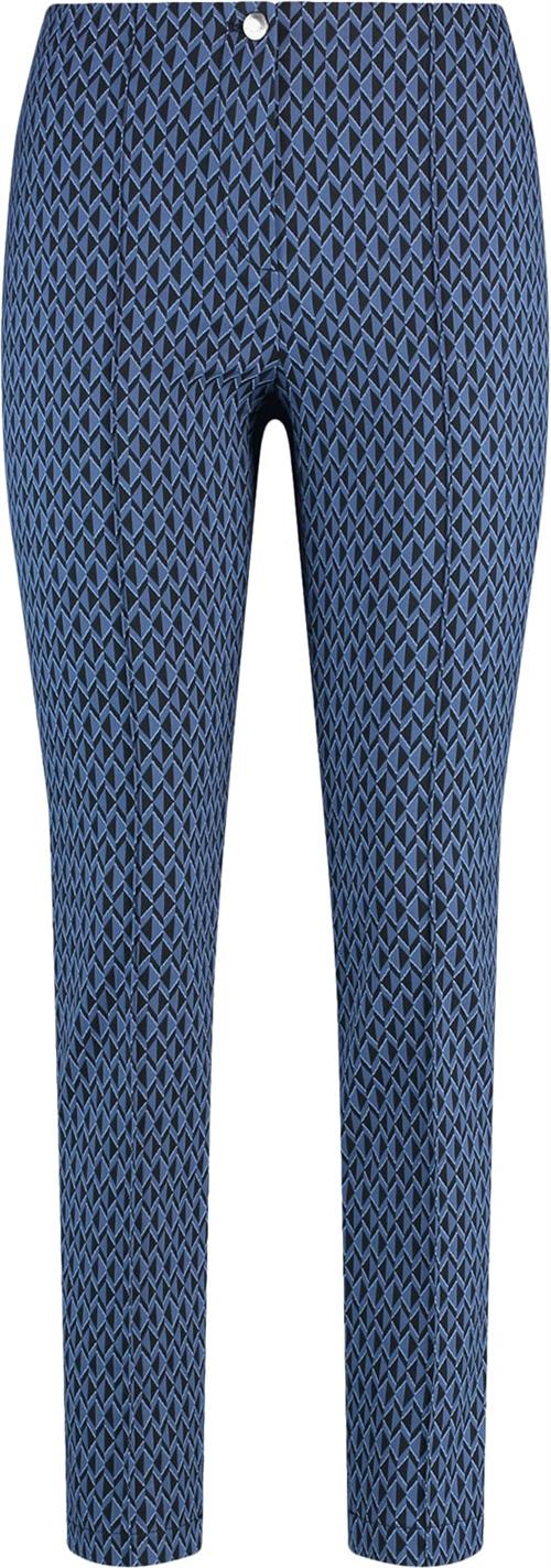 Gerry Weber Pant Leisure Cropped Kvinde Blue/black Small Graf. Jacq. Bukser Med Smalle Ben Str 38R - hos Magasin