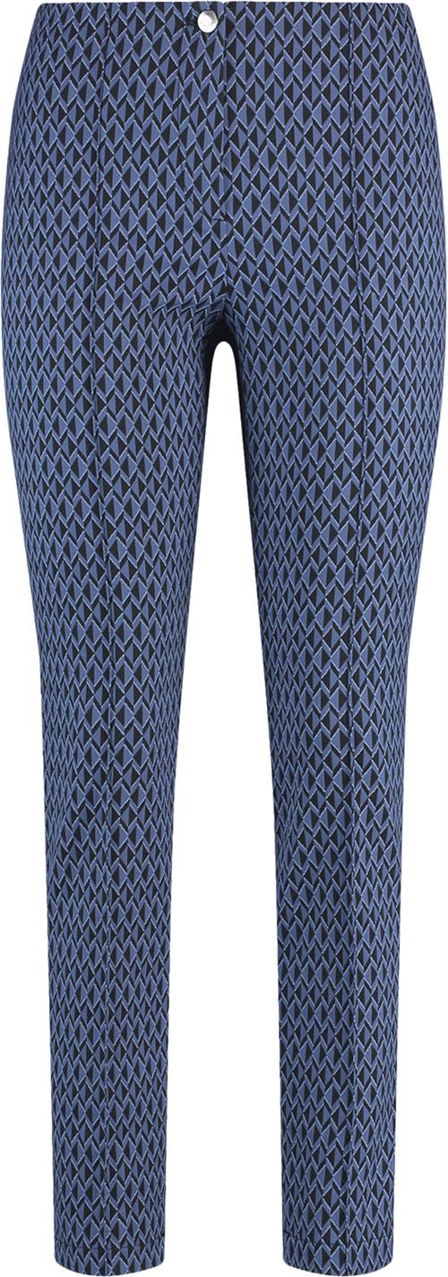 Gerry Weber Pant Leisure Cropped Kvinde Blue/black Small Graf. Jacq. Bukser Med Smalle Ben Str 44R - hos Magasin