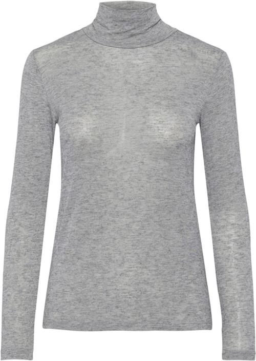 YAS Yaswoola LS High Neck TOP Noos Kvinde Medium Grey Melange Toppe Str L - hos Magasin