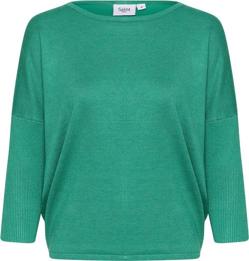 Saint Tropez A2561, Milasz Rneck Pullover Kvinde Emerald Melange Sweaters Casual Fit Str S - hos Magasin