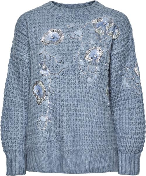 Se YAS Yasfinda LS Knit Pullover Kvinde Dusty Blue Sweaters Str M - hos Magasin ved Magasin