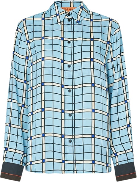 Stine Goya Long Sleeve Shirt, 2263 Dry Viscose Kvinde Window Check Langærmede Bluser Str L - hos Magasin