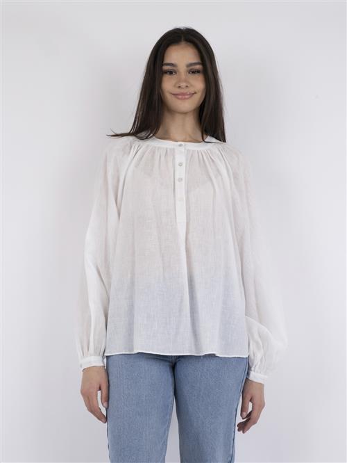 Neo Noir Kirsty Solid Blouse Kvinde White Langærmede Bluser Str 38 - hos Magasin