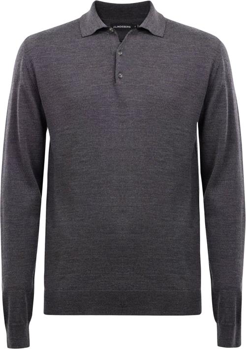 J. Lindeberg Noel Light Merino Polo Shirt Mand Dark Grey Melange Langærmede Poloer Str S Merino - hos Magasin