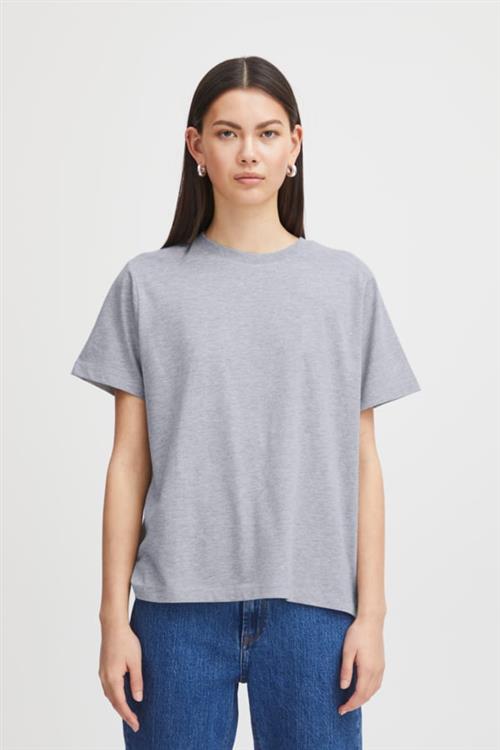 Se ICHI Ihpalmer Loose SS Kvinde Grey Melange Kortærmede T-shirts Loose Fit Str XS - hos Magasin ved Magasin