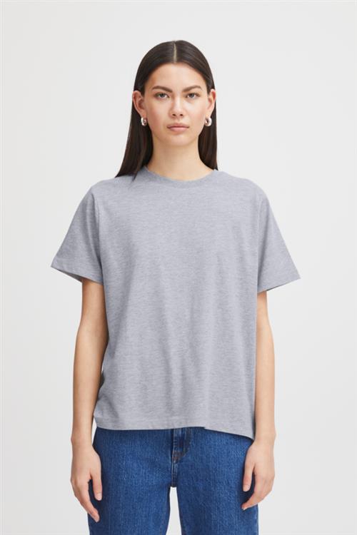 Se ICHI Ihpalmer Loose SS Kvinde Grey Melange Kortærmede T-shirts Loose Fit Str XXL - hos Magasin ved Magasin