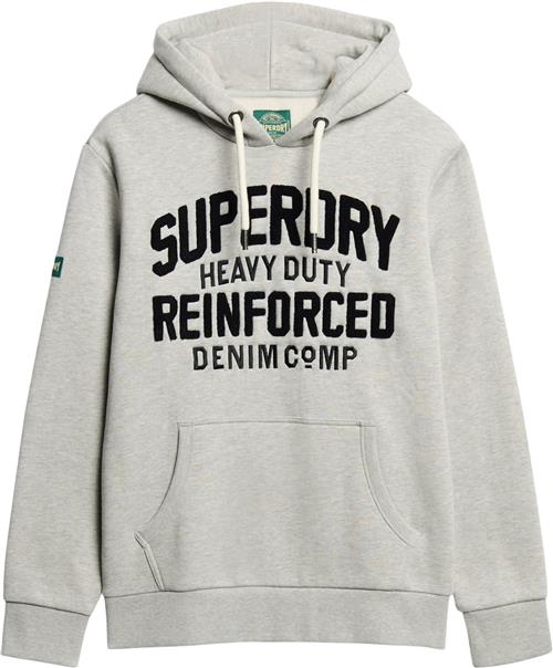 Se Superdry Embroider Script Graphic Hood Mand Pumice Stone Beige Marl Hoodies Str XL - hos Magasin ved Magasin