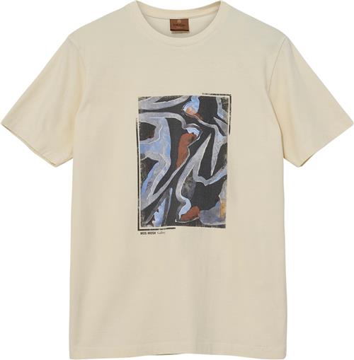 Mos Mosh Gallery Mmgriver Bird Tee Mand Ecru Kortærmede T-shirts Str L - hos Magasin