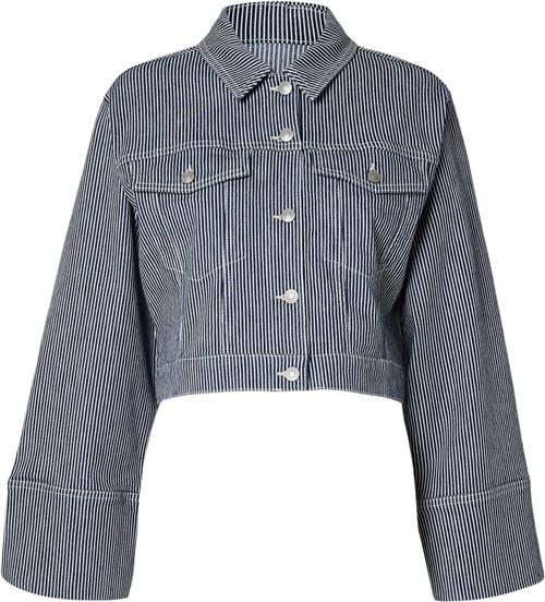 Selected Femme Slfmyra LS Stripe Short Denim Jacke Kvinde Blå Denimjakker Str 44 Denim - hos Magasin