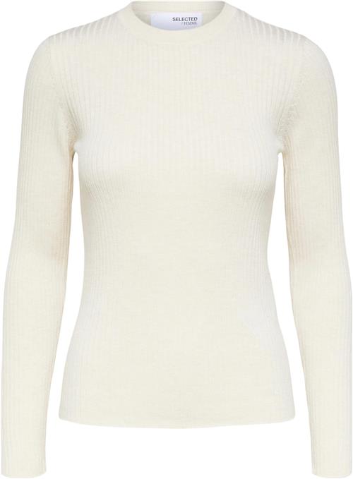 Selected Femme Slflydia NEW RIB LS Knit Oneck B Kvinde Birch/melange Sweaters Str XS - hos Magasin