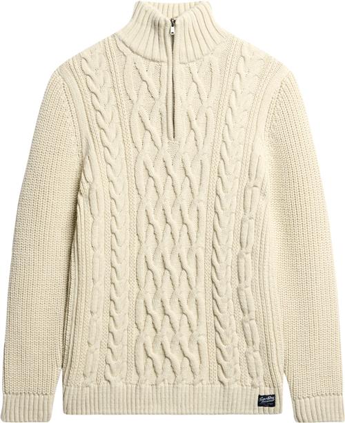 Superdry Jacob Cable Knit Half ZIP Mand Ecru Turtlenecks Str S - hos Magasin