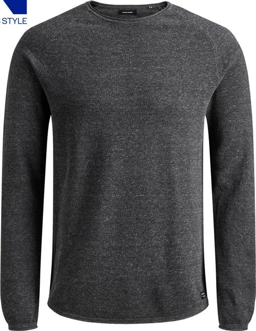 Se Jack & Jones Jjehill Knit Crew Neck Noos Mand Dark Grey Melange Sweaters Str L - hos Magasin ved Magasin