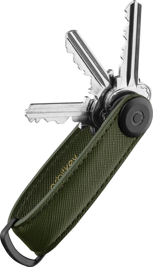 Orbitkey Saffiano Leather Olive 2,2x1,8x5, - Nøgleringe Læder hos Magasin