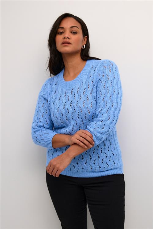 Kaffe Curve Kclana Knit Pullover Kvinde Vista Blue Sweaters Str S - hos Magasin