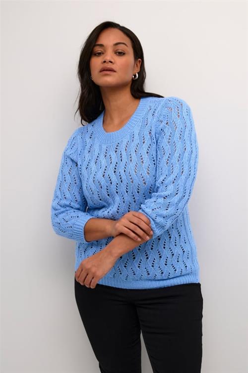 Kaffe Curve Kclana Knit Pullover Kvinde Vista Blue Sweaters Str M - hos Magasin