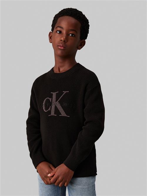 Se Calvin Klein Towelling CK Stitch Sweater Str 8 - Ck Black Sweatshirts hos Magasin ved Magasin